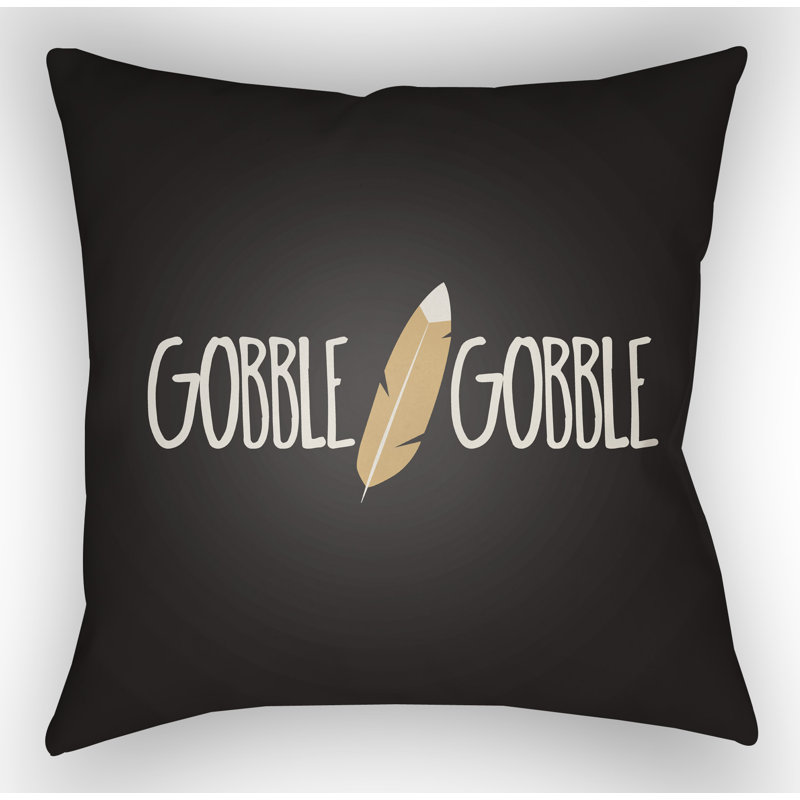 Gobble Indoor/Outdoor Throw Pillow, 20" H x 20" W x 4" D, Black/White/Beige