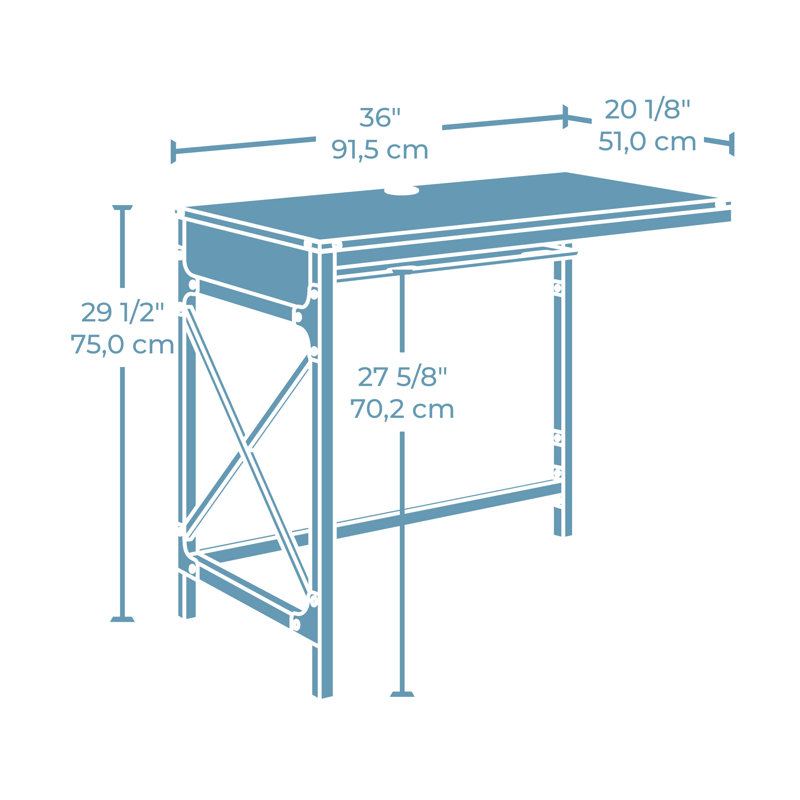 Retour de bureau en bois 36 po avec espace de travail élargi, brun, Retour à droite, H 29,5 po x l 36 po x P 20,125 po 