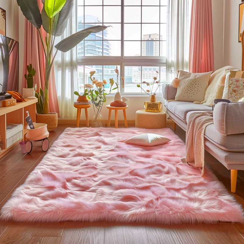Faux Sheepskin Indoor Rug, Rectangle 3' x 4'