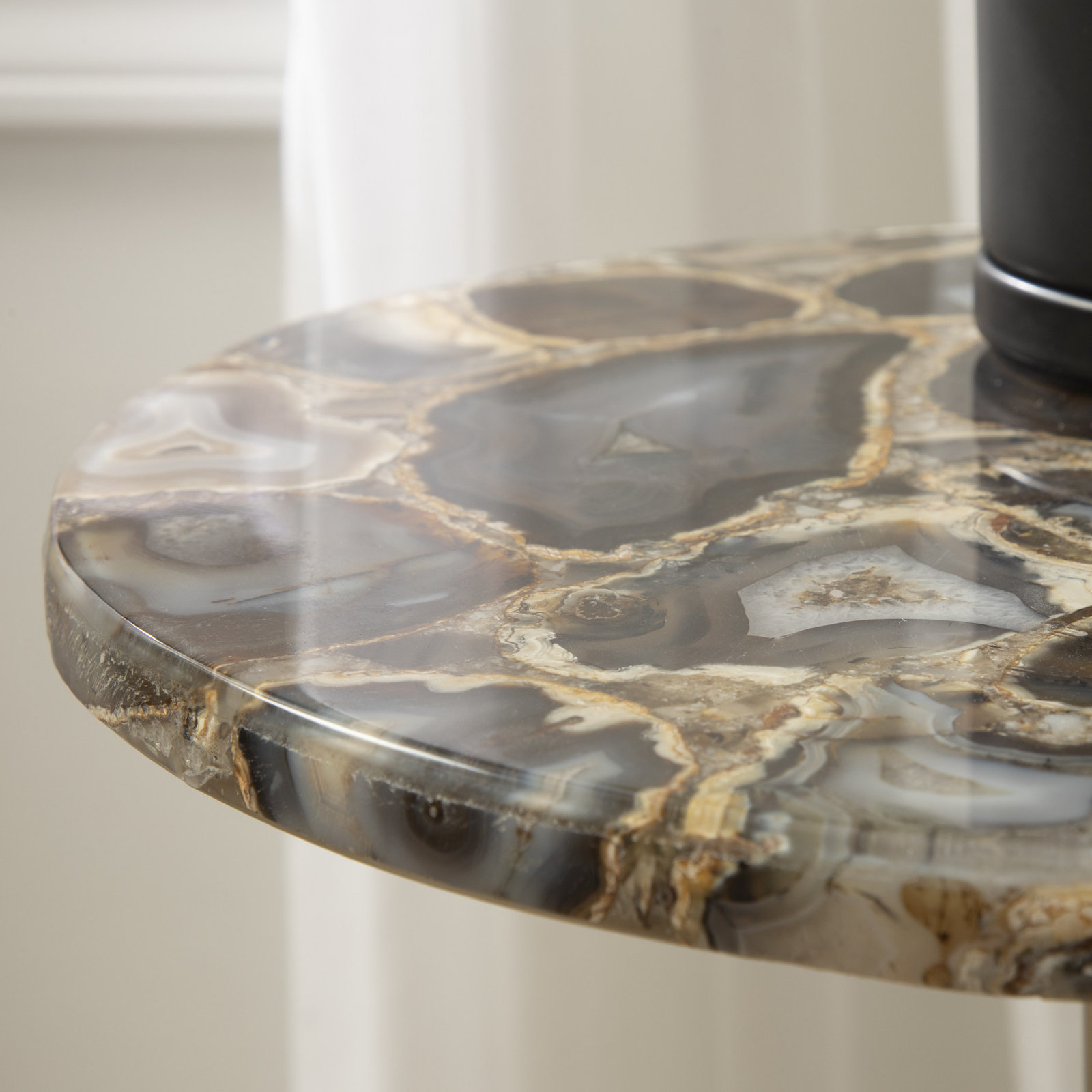 Cemil End Table, Gold, Black, 23.25" H x 14" W x 14" D