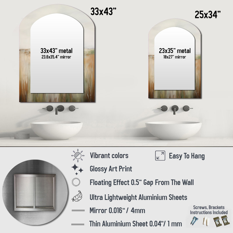 Miroir mural Meadow Grasslands Minimalisme II - Meadow, 34 po x 25 po