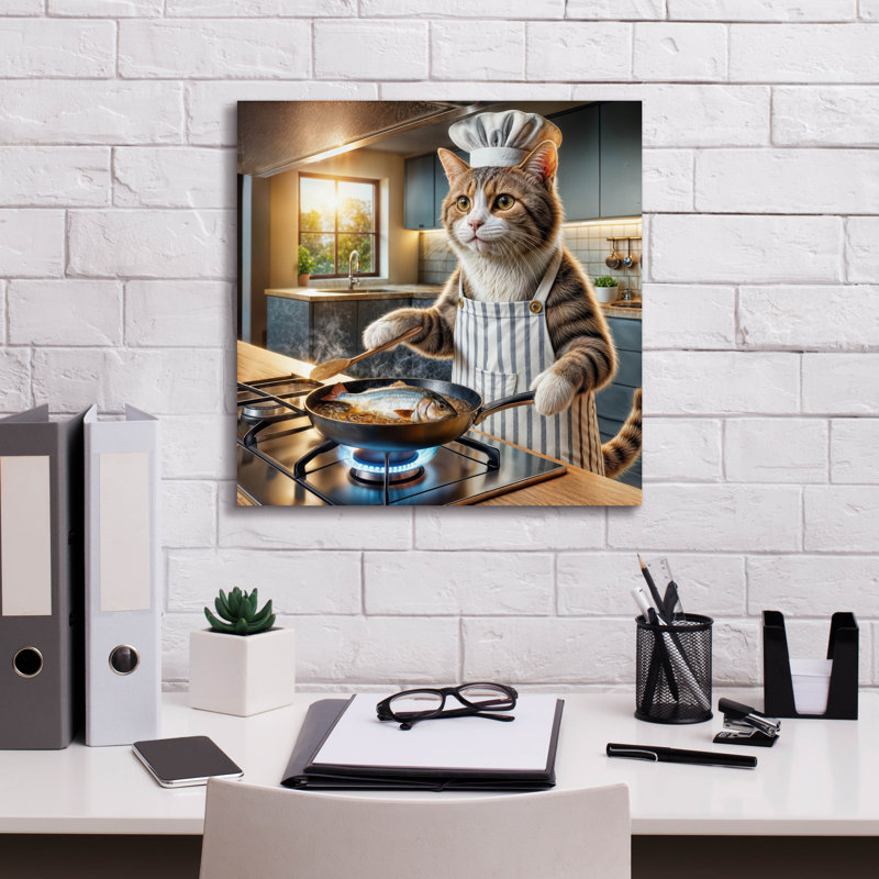 Epic Graffiti 'Cat Cook' by Rey Klimt Wall Art, 18" H x 18" W