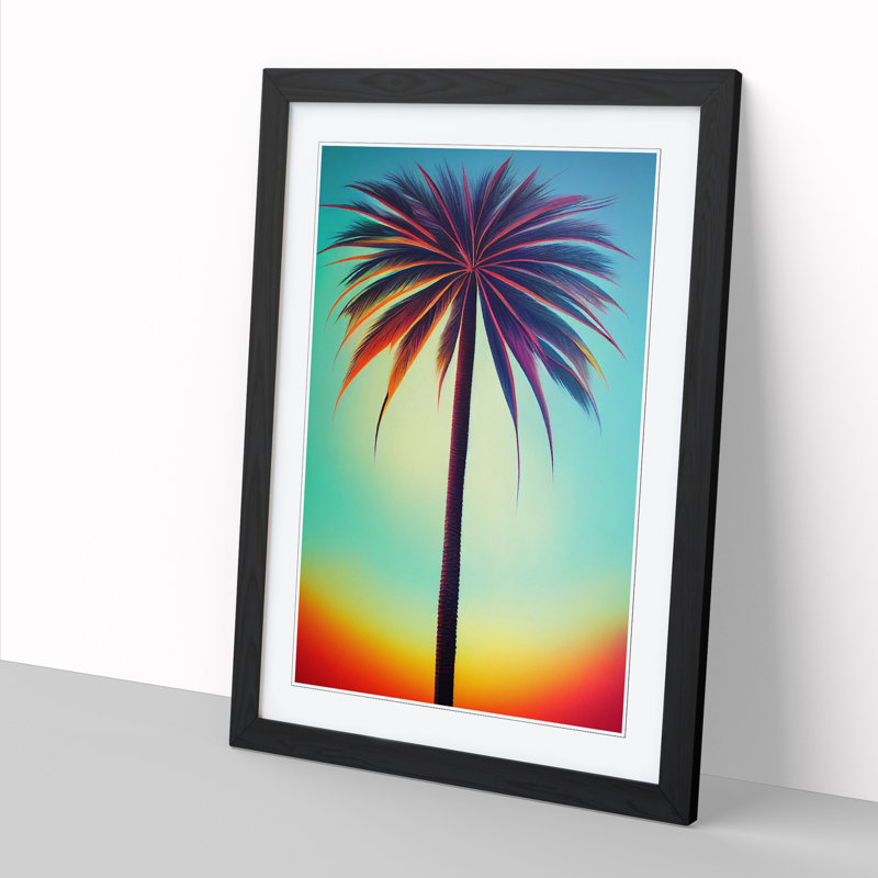 CAN-V0523-1688X Palm Tree Airbrush - Wrapped Canvas Print, 34cm H x 25cm W x 2cm D, Walnut