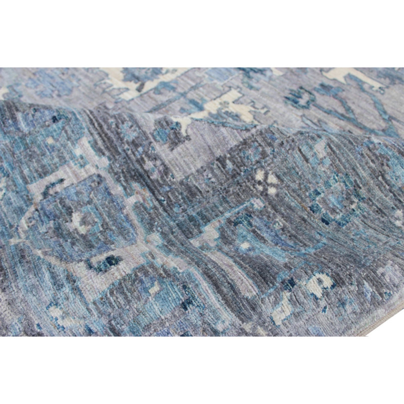 High-Quality Hand-Knotted Grey And Dark Grey Area Rug