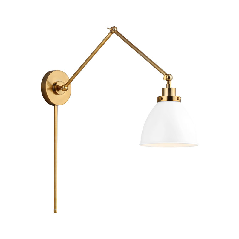 Wellfleet 1 - Light Armed Sconce, Burnished Brass, Matte White