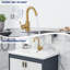 Robinet de cuisine de bar en acier inoxydable à poignée simple avec bec pivotant et plaque de pont-105268411