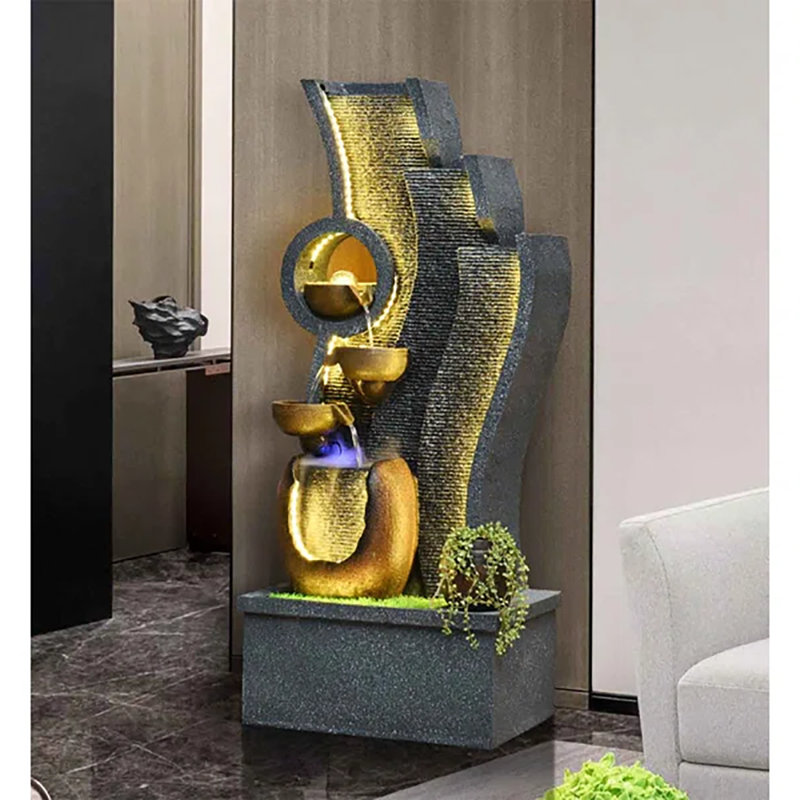 Fontaine à cascade autoportante avec éclairage d'ambiance DEL