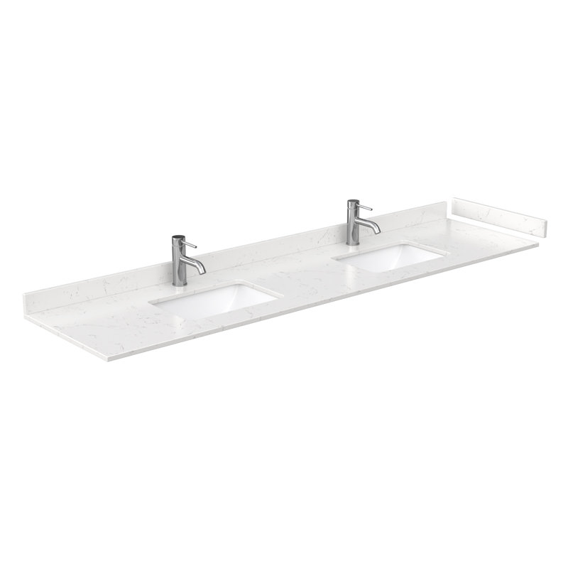 Elan 84'' W Vanity, Tan, White Cultured Marble, Matte Black