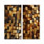 Cubes abstraits noirs et dorés I - ensemble de 2 reproductions d'art géométriques abstraites en métal-563281140