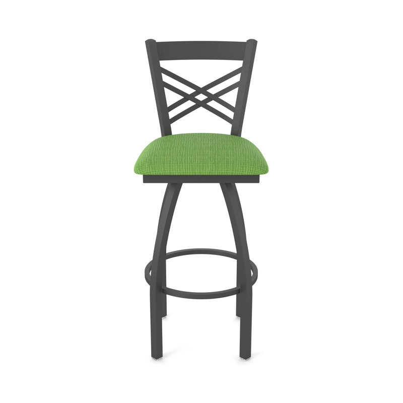 Catalina 36" Swivel Bar Stool, Pewter, Fabric-Graph Parrot