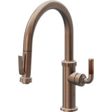 Pull-Down Kitchen Faucet With Squeeze Sprayer - Low Arc Spout