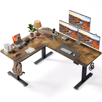 L-shaped Standing Desk – Adjustable Height Electric Desk With Memory Controller