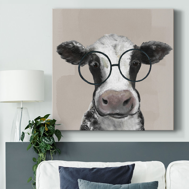Playful Cow-Gallery Wrapped Canvas, 24" H x 24" W x 1.5" D
