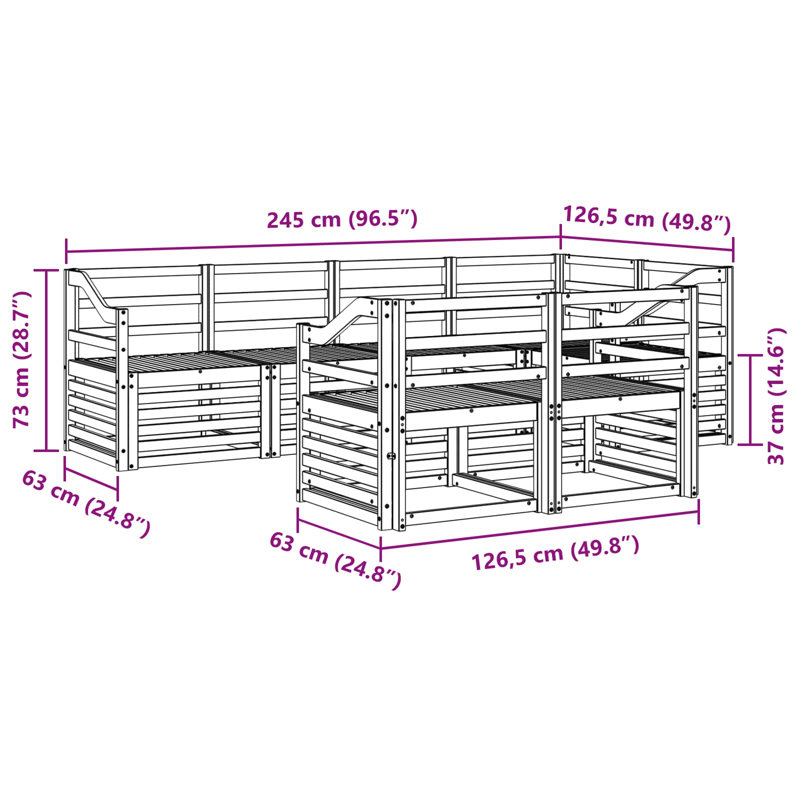 245cm Wide Patio Sectional Set