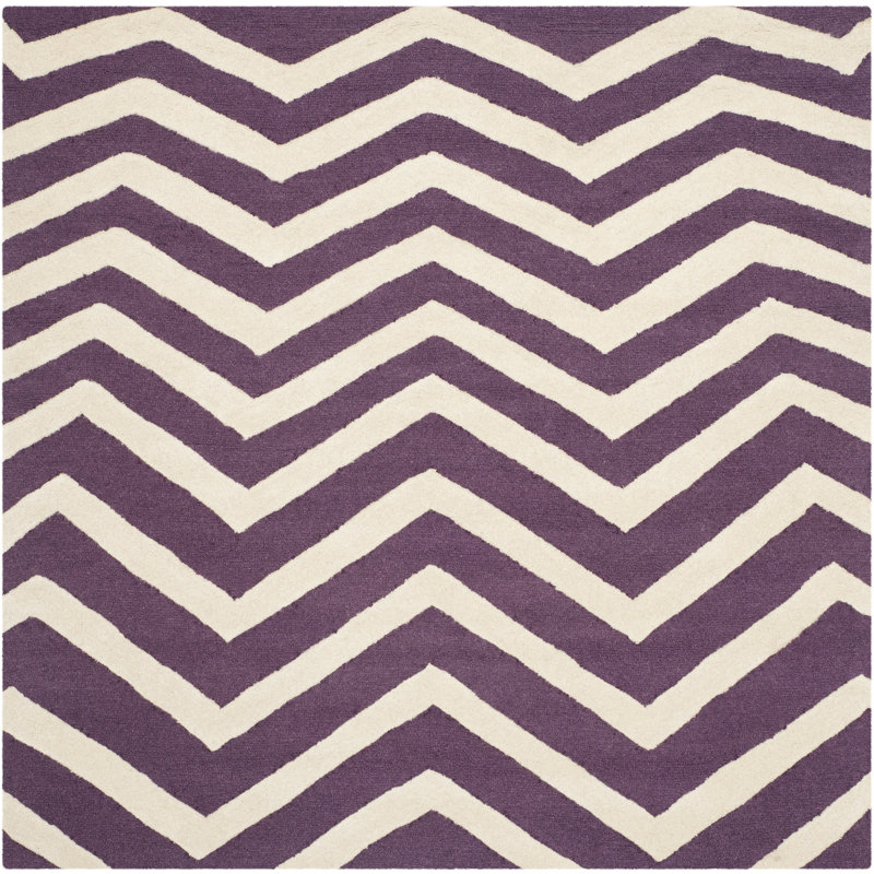 Sanyla Hand Tufted Wool Chevron Rug, Square 6'