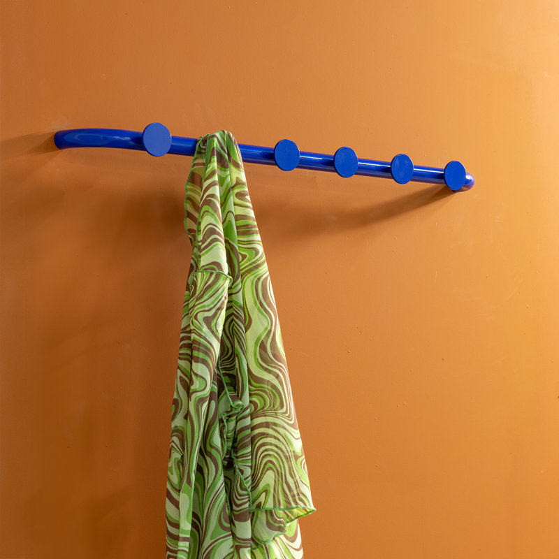 Retro Steel Wall 6 - Hook Coat Rack, Blue