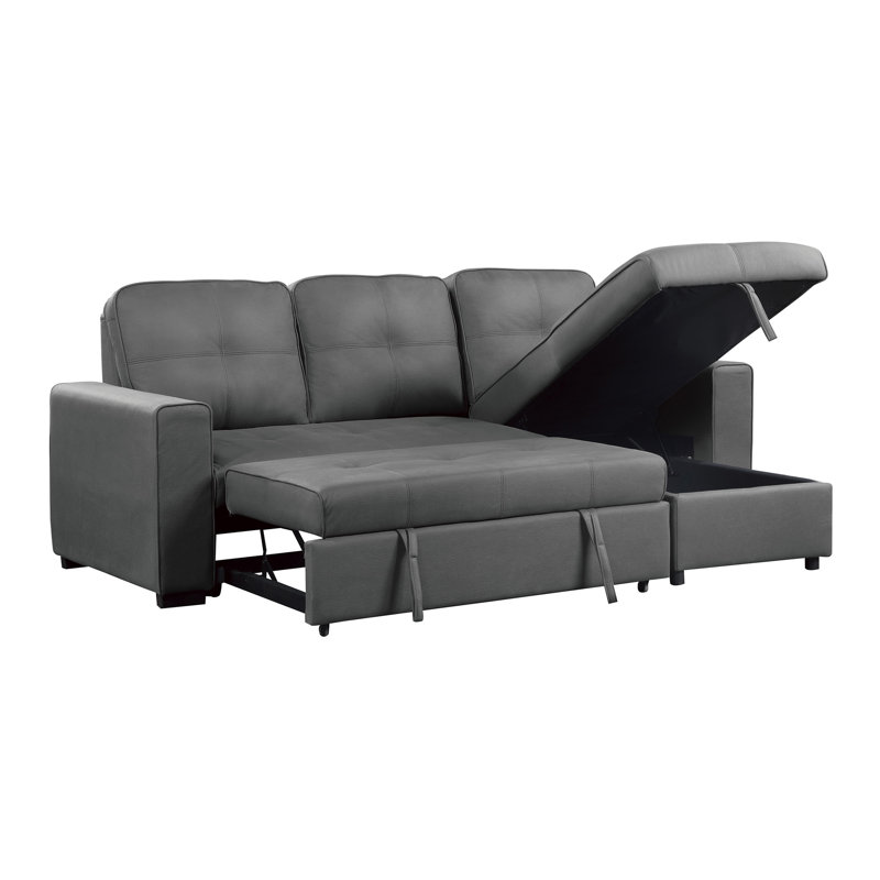 Annaliese Upholstered L-Shaped Sectional, Gray Microfiber, Left Hand Facing
