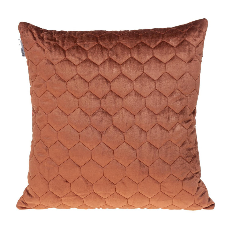 Coussin décoratif, Velours touffeté orange brûlé matelassé