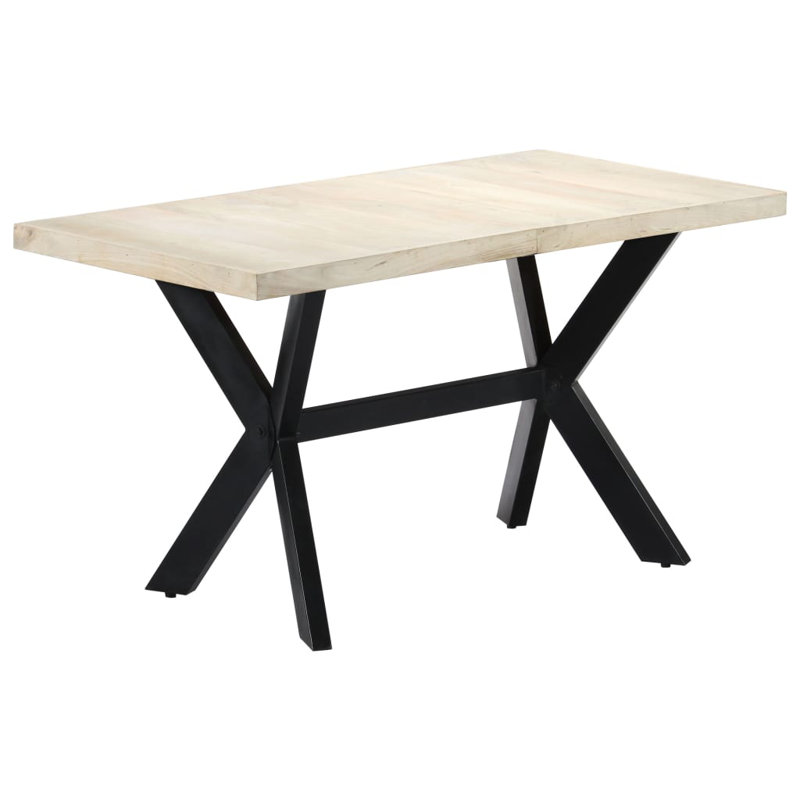 Dining Table Kitchen Table Dining Room Dinner Table Solid Mango Wood, White, 29.5" H x 62.99" L x 31.5" W