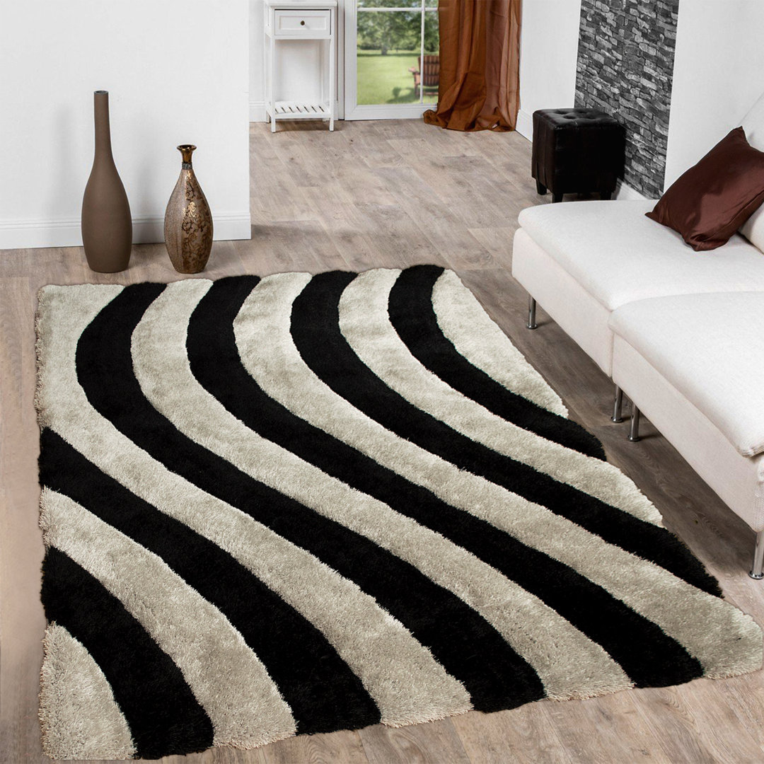 Hand-Tufted Black/Cream Area Rug AllStar Rugs Rug 