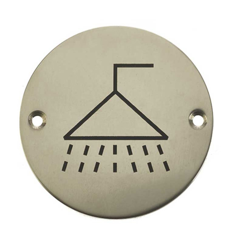 Dia Shower Pictogram, Polished Stainless Steel