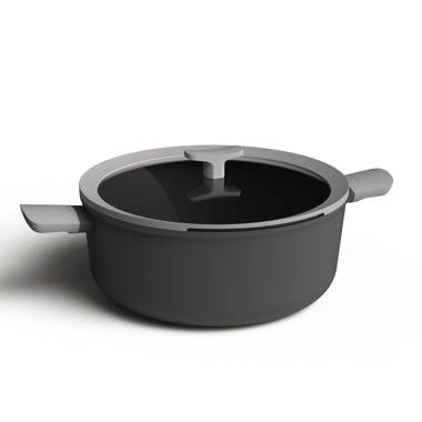 BergHOFF Graphite Non-Stick Ceramic Stockpot 8, 3.3qt. with Glass Lid, Sustainable Recycled Material