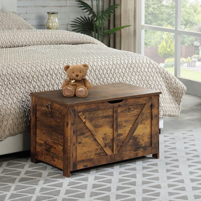 Storage Chest,Storage Bench,Retro Toy Box Organizer ,Entryway Storage Bench With 2 Hinges,Easy Assembly,Rustic Brown