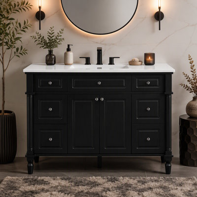 Ensemble de meuble-lavabo autoportant de 47,8 po avec 6 tiroirs et 2 portes à fermeture douce