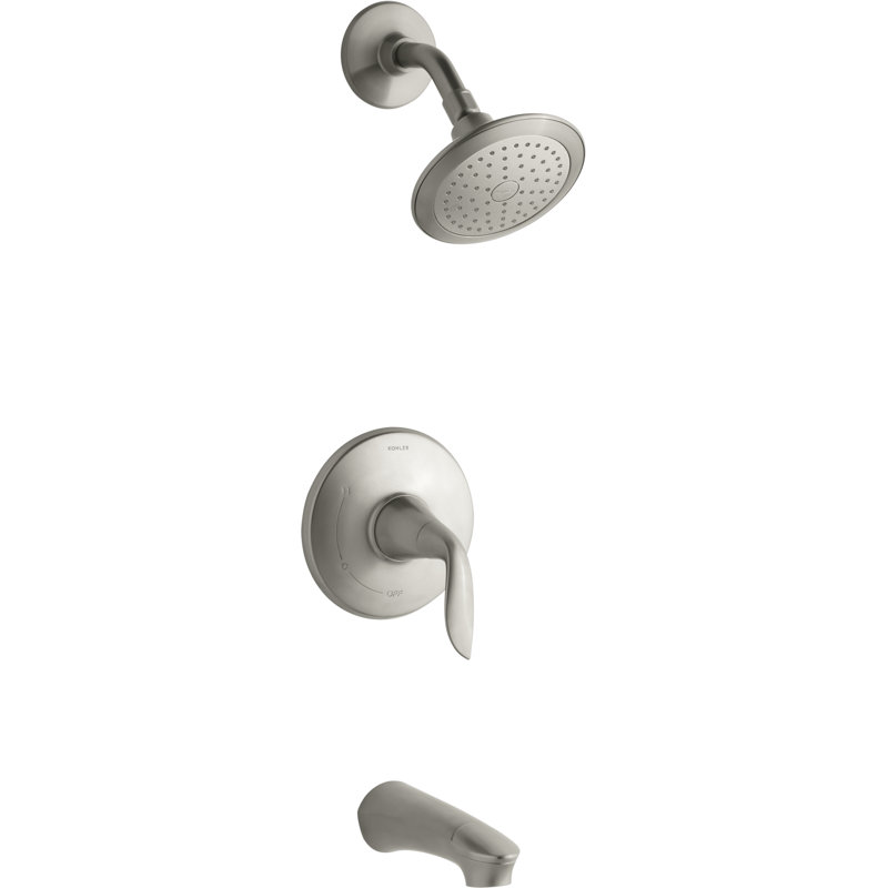 Ensemble de garniture de douche et de baignoire Kohler Refinia Rite-Temp, valve non incluse, Nickel brossé éclatant