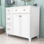 Meuble-lavabo en bois avec lavabo en céramique, tablette de rangement et tiroirs