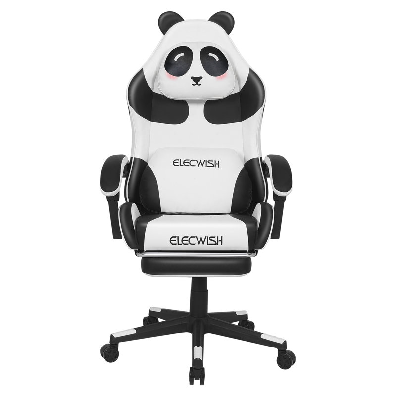 Fauteuil de jeu avec repose-pieds, fauteuil de jeu inclinable et ergonomique avec coussin lombaire, adultes