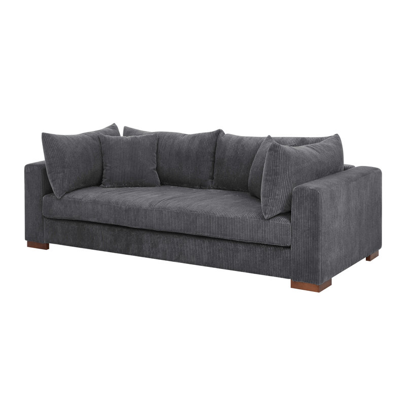 Alcantara Upholstered 89.5'' Sofa, Gray Corduroy