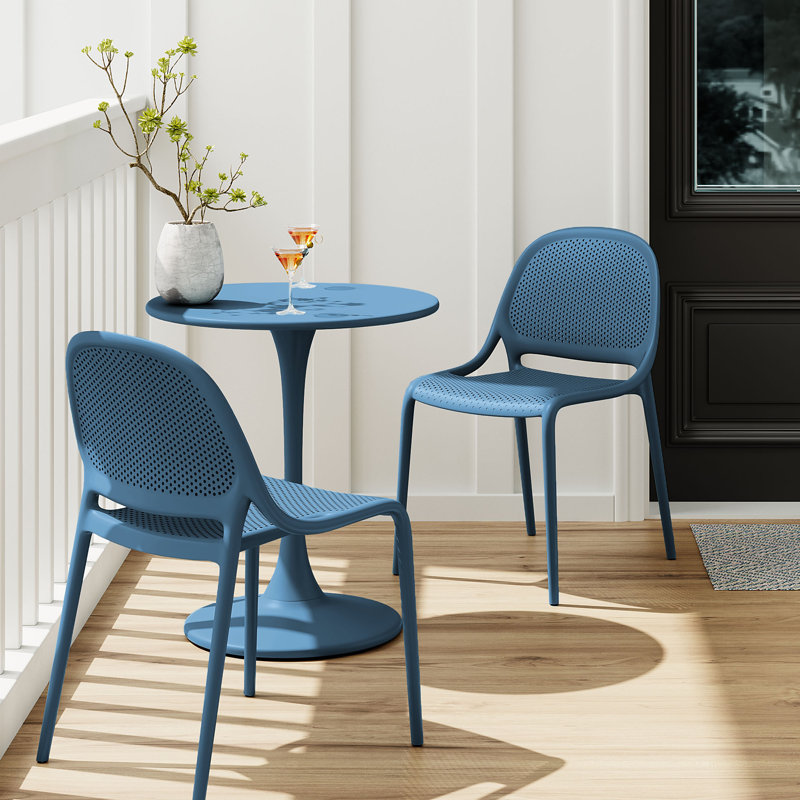 Chaise de salle à manger empilable Dewald, Bleu bleuet