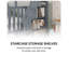 Lit superposé simple au-dessus de simple avec lit gigogne et escalier de rangement, lit superposé en bois massif avec garde-corps, gris-961027907