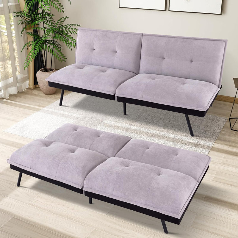 Discusin Full 71" Futon Sofa Bed, Convertible Futons Sofa Couch for Office, Living Room, Bedroom, Gray
