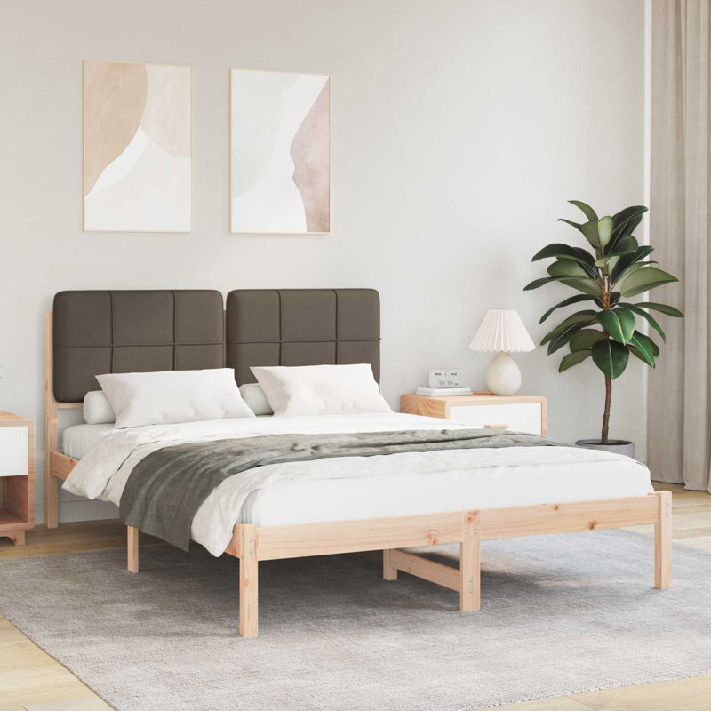 Solid Wood Bed, Taupe