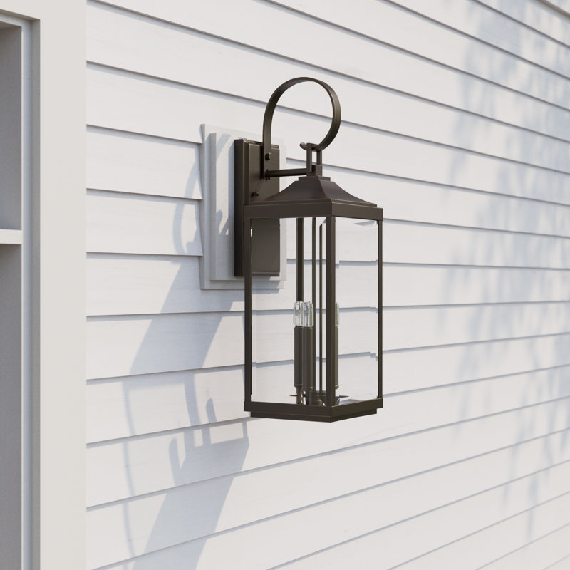 Crawley 3-Light Aluminum Outdoor Wall Lantern with Beveled Glass, Antique Bronze
