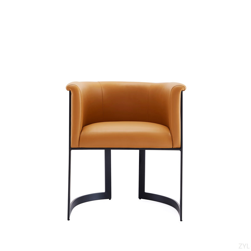 Chaise en métal et cuir Vegan, Chameau