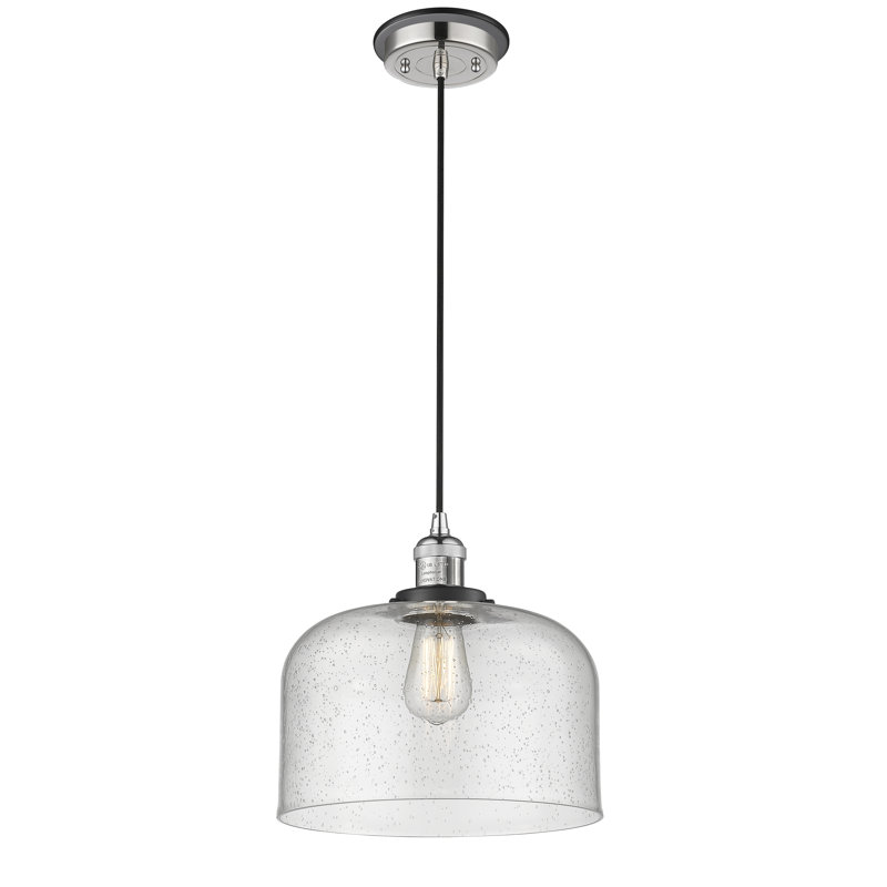 Lattimer 1 - Light Single Pendant, Polished Nickel with Matte Black accents, Seedy