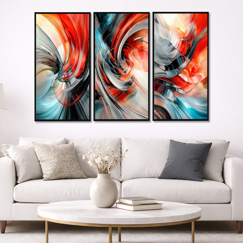 «Celestial Dance of Golden Fractal Vector - Abstract Fractal», reproduction de toile encadrée 3 pièces, H 40 po x l 60 po