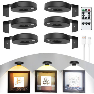6 lumières de cadre sans fil pour cadre photo à pile rechargeable avec télécommande DEL