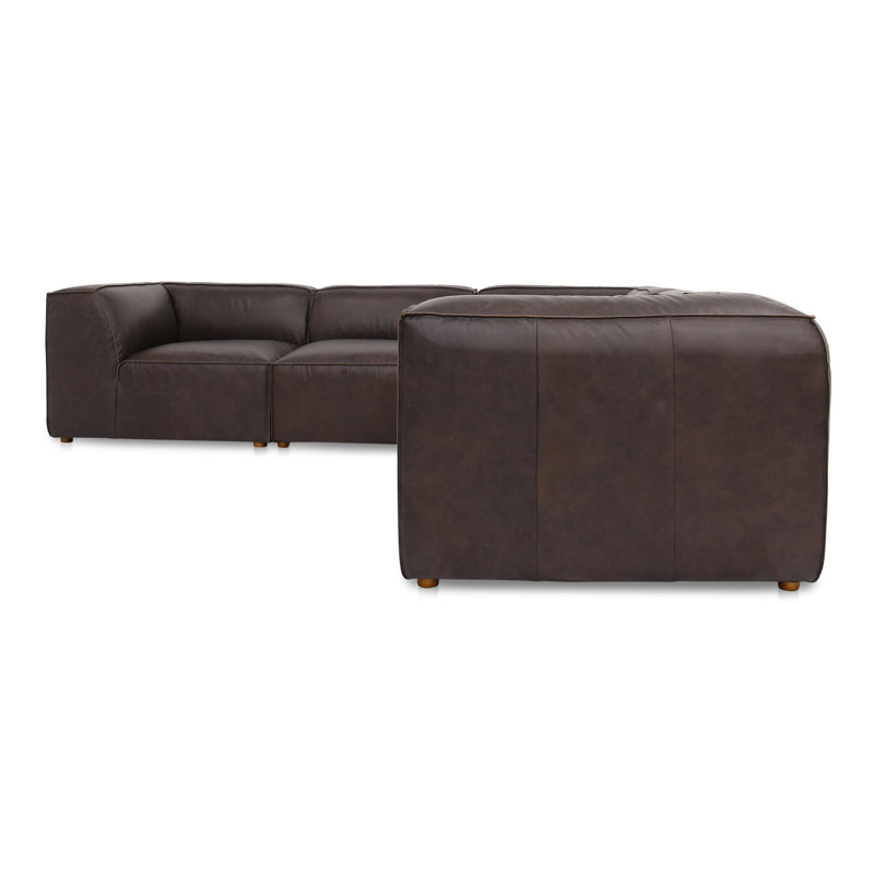 Form Astra 5 - Genuine Leather Modular Sectional, Brown Genuine Leather