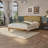 Rustic Solid Acacia Wood Platform Bed Frame With Upholstered Headboard, No Box Spring Needed
