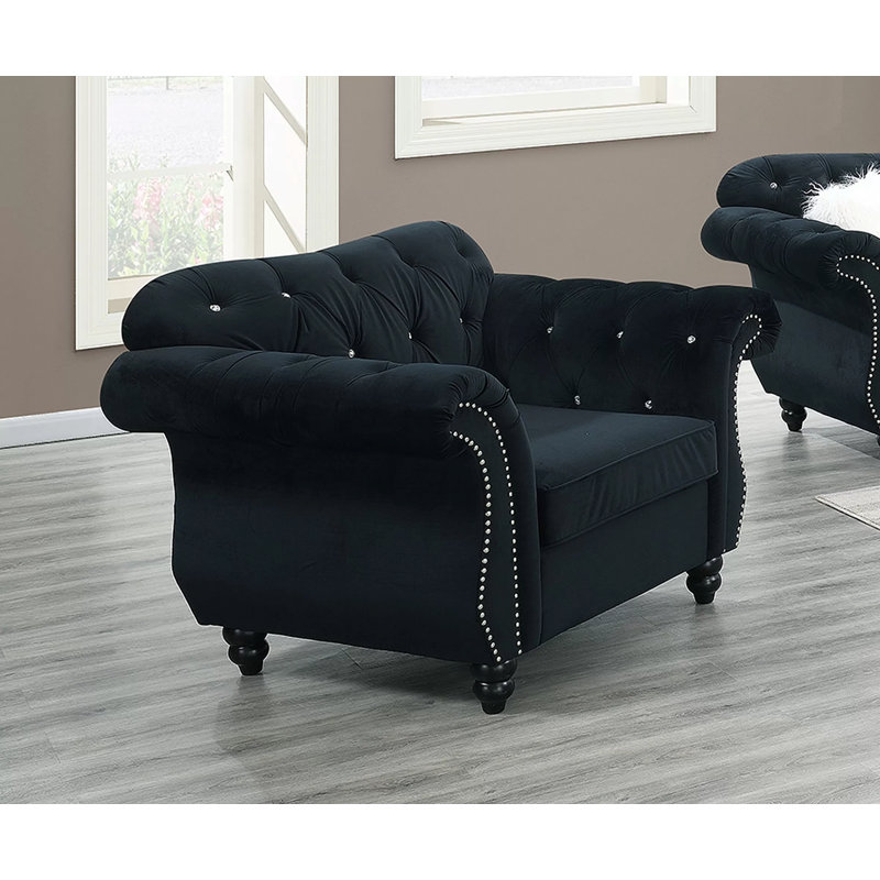 Chaises d'appoint Aleit, Velours noir