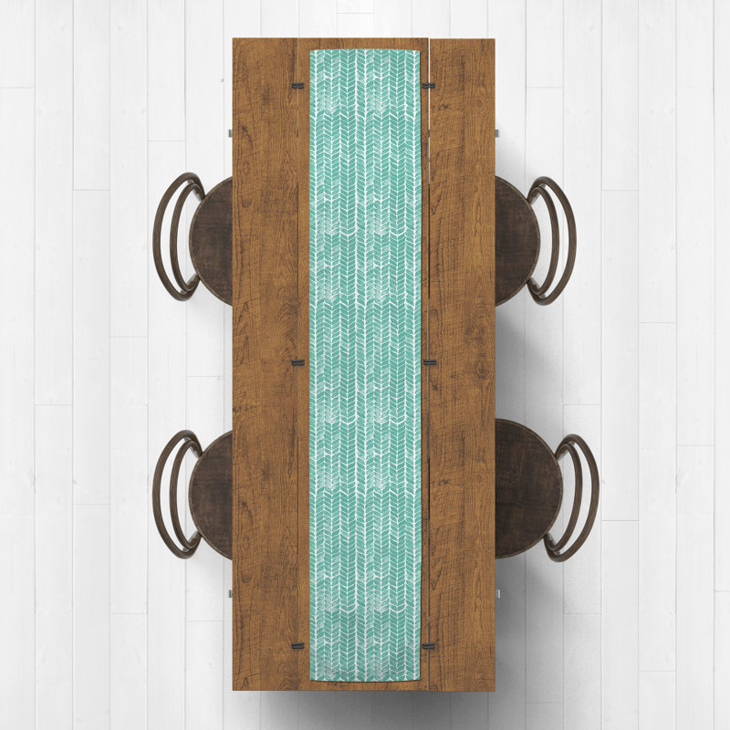 Chemin de table rectangulaire en polyester Cenya, 72 po x 16 po, Bleu sarcelle