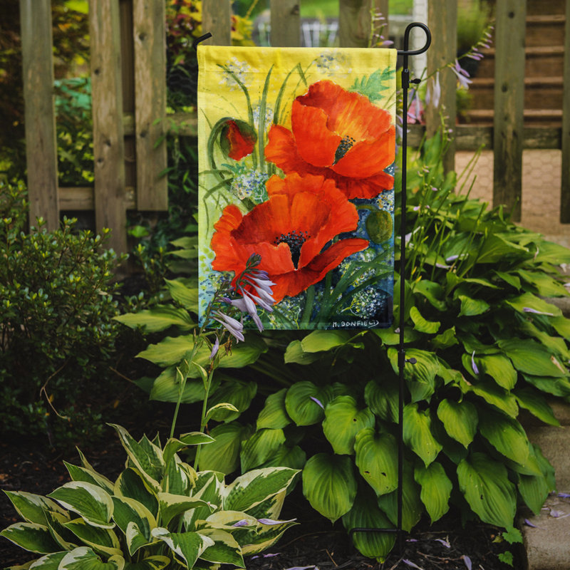Drapeau de jardin 2 faces Faysal Poppies par Maureen Bonfield, H 15 po x l 11 po