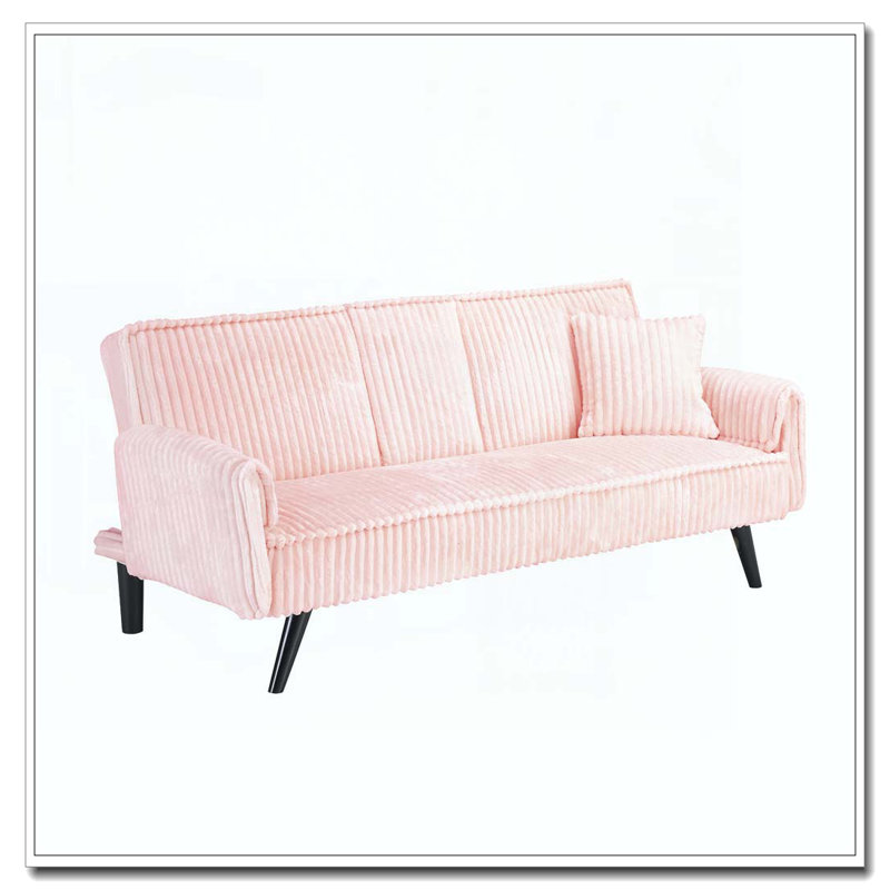 Canapé en velours côtelé de style minimaliste, Rose