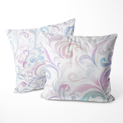 Boho Decorative Pillow - Timeless Pastel Swirls Blue Printed Throw Pillow