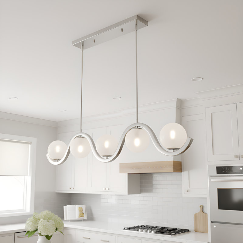 Spherical 5-Light Brushed Nickel Island Light