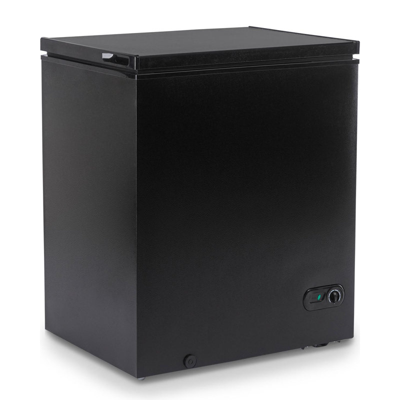 7.0 CuFt Compact Chest Freezer Low Noise Energy Saving Manual Defrost，Deep Freezer with Hinged Door，Black/White, Black